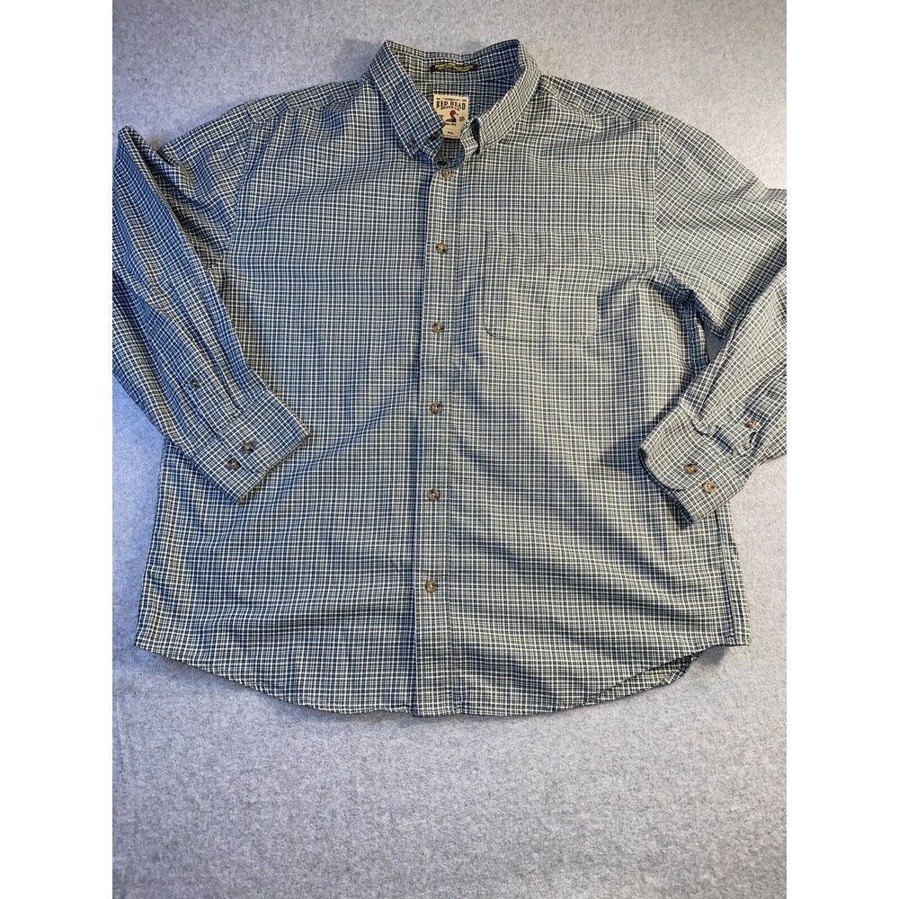 RedHead Shirt‎ Mens X-Large Green Plaid Long Sleeve Button Down